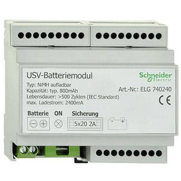 USV-Batteriemodul von Schneider Electric, aufladbar, 800mAh Kapazität, Lebensdauer über 500 Zyklen, max. Ladestrom 2400mA.