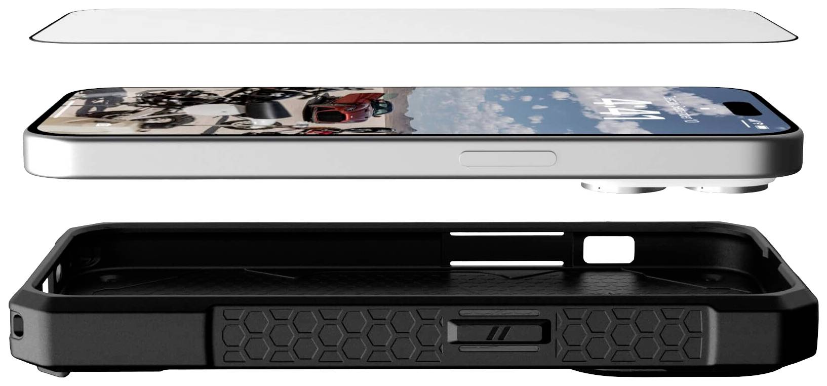 Urban Armor Gear Plus Tempered Glass Displayschutzglas Apple iPhone 15 Pro 1 St. Anti-Fingerprint, kratzfest 144353110040