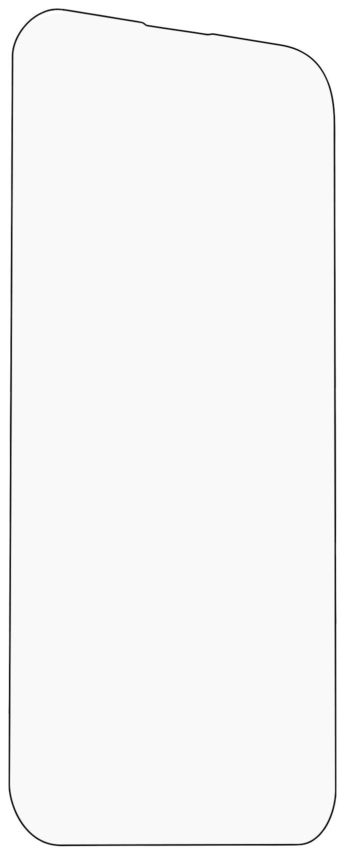 Ein weißes, hochformatiges Rechteck mit abgerundeten Ecken auf einem leeren Hintergrund.