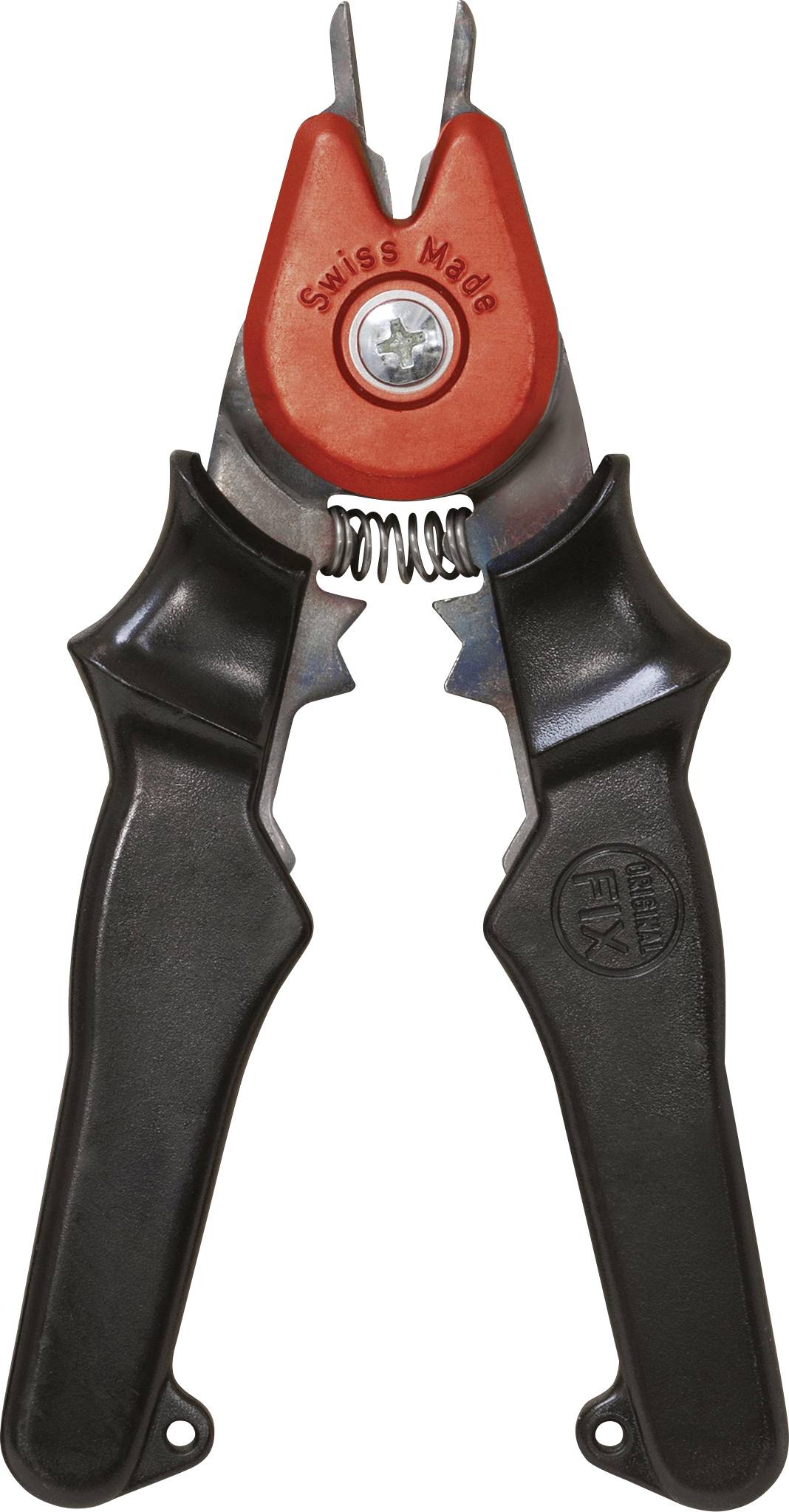 Schwarze und rote Zange mit Drahtschneiderfunktion, geeignet für präzise Schneidarbeiten im handwerklichen Bereich.