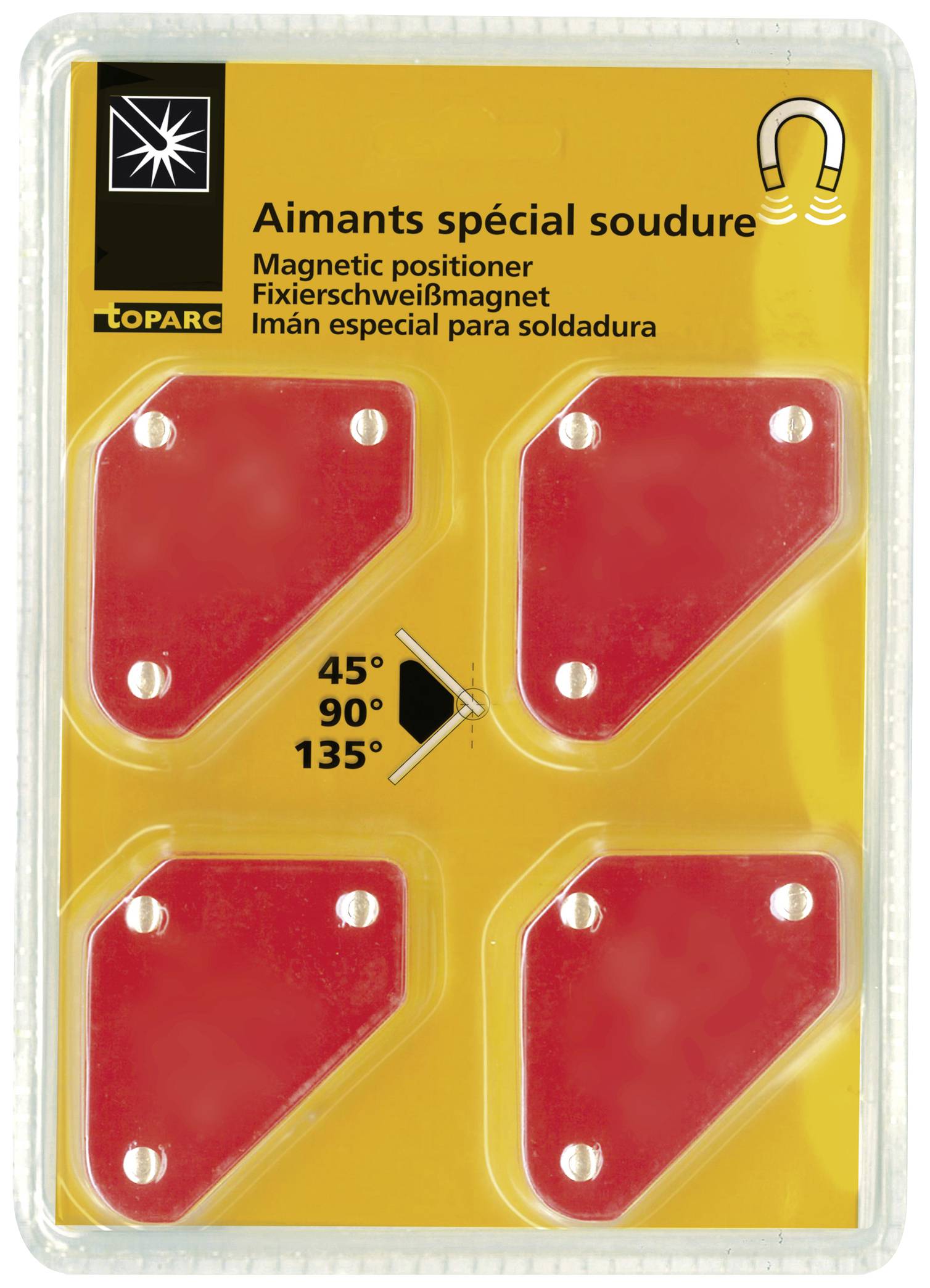 Toparc 044180 Magnet-Schweißwinkel, 4er