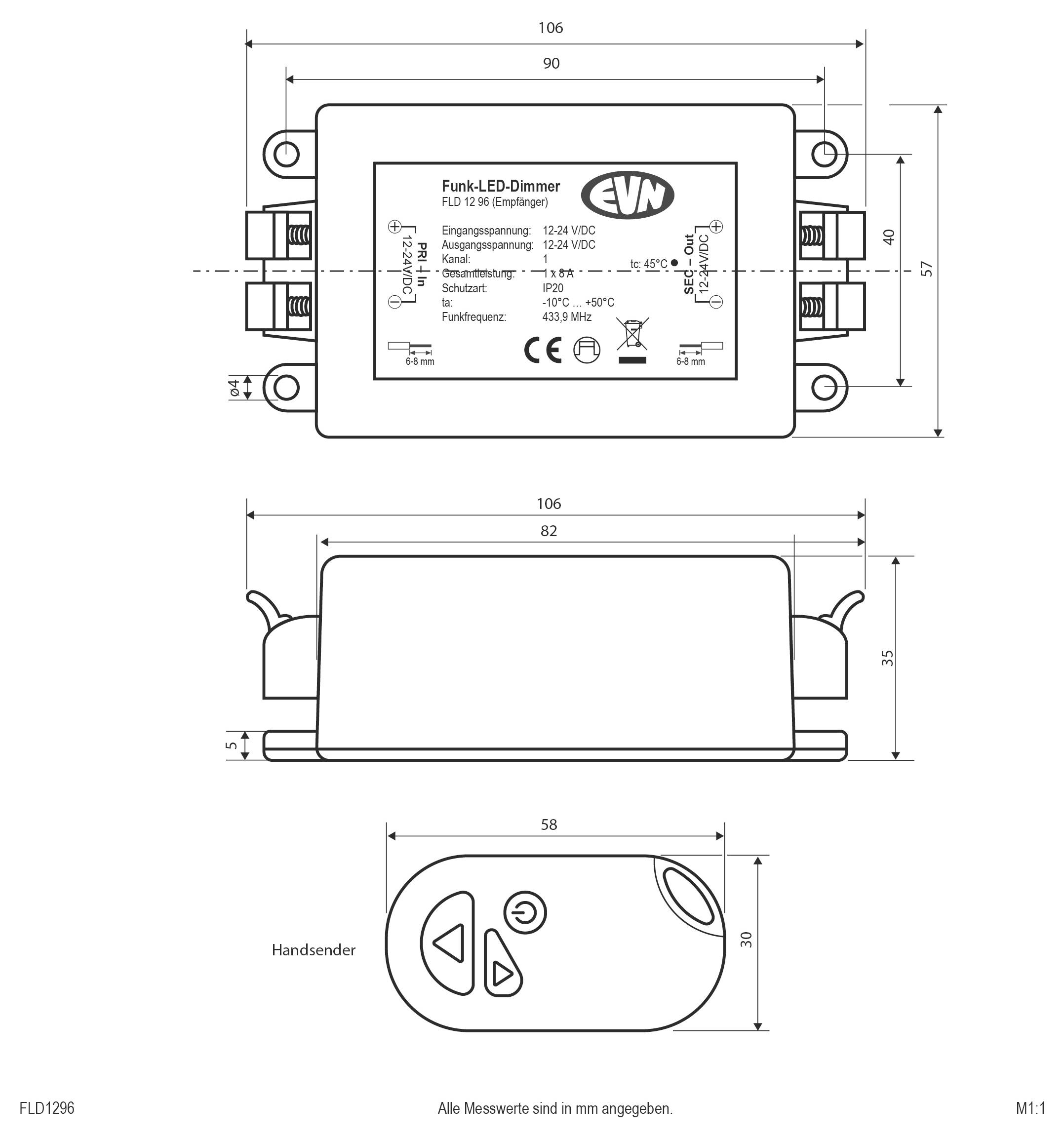 Technische Zeichnung einer zylindrischen Komponente: Seitenansicht mit 690 mm Höhe und 90 mm Oberdurchmesser, plus Ansicht von oben mit der Bezeichnung „Ansicht A