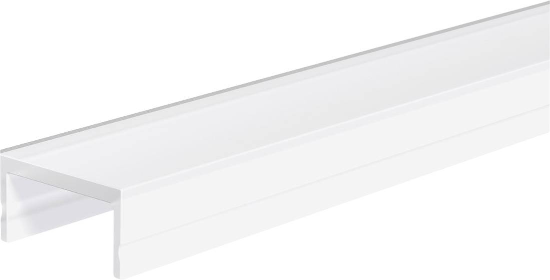 Transparente mattierte Acryl-Regalhalterung oder Konsole in perspektivischer Ansicht auf weißem Hintergrund.