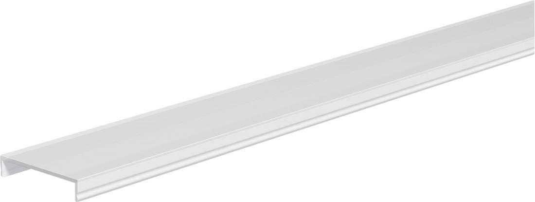 Weiße Aluminiumkanalleiste mit L-förmigem Profil, diagonal auf einfachem Hintergrund dargestellt.