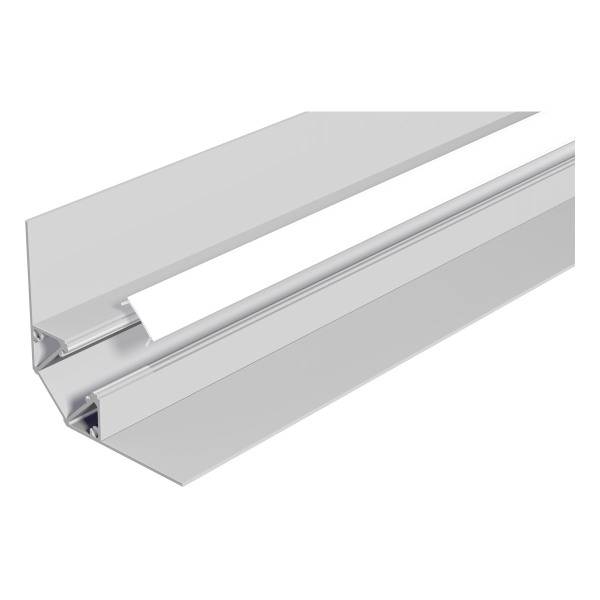 Metallprofil für LED-Streifen, zeigt ein modernes und schlankes Design mit klaren Linien, ideal für Beleuchtungsinstallationen.
