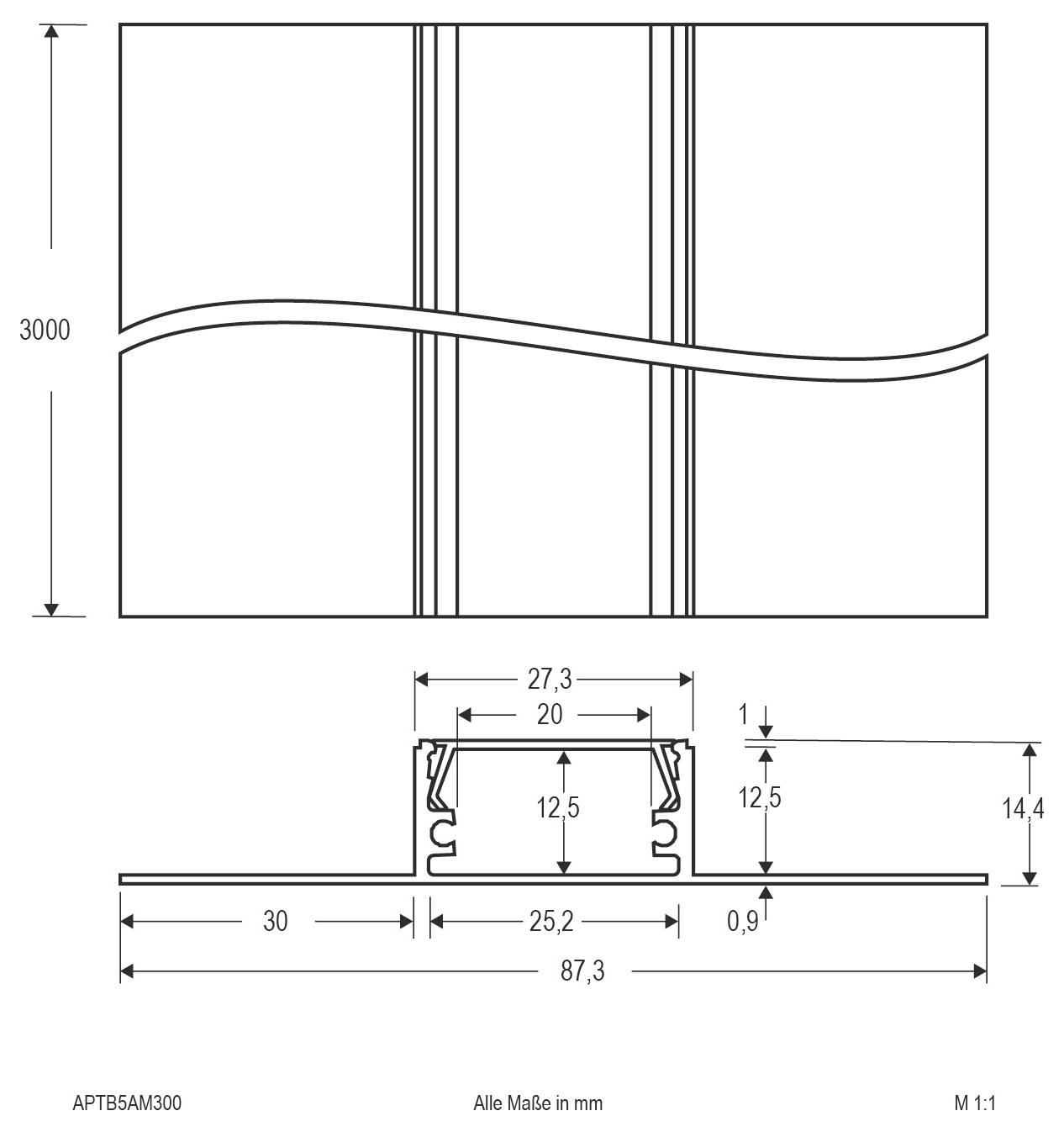 Technische Zeichnung eines hohen rechteckigen Metallpfostens, 650 mm hoch und 85 mm breit, mit einem detaillierten quadratischen Grundriss-Querschnitt mit der Bezeichnung 'Ansicht A'.