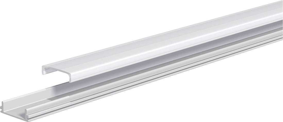 Lange silberne Aluminium-U-Profil-Extrusion in perspektivischer Ansicht auf weißem Hintergrund.