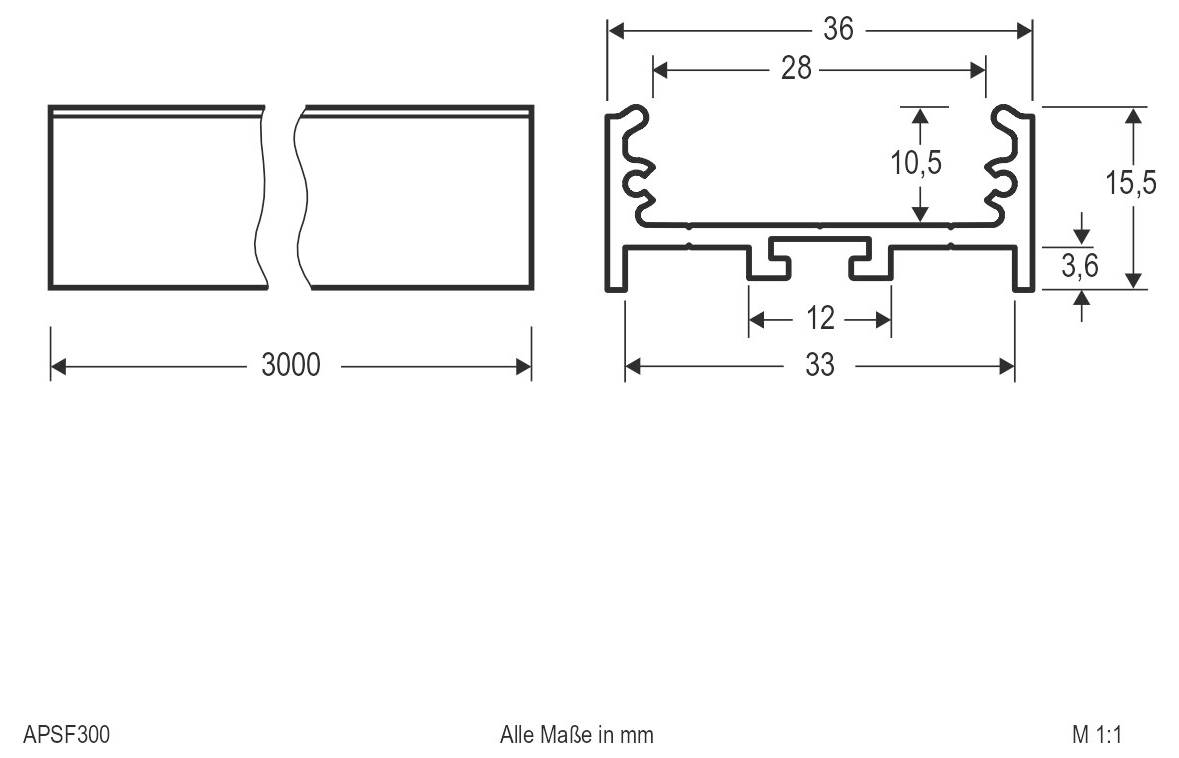 Technische Zeichnung eines LED-Stromversorgungsgeräts/Treibers mit der Bezeichnung „LED-Leistungsversorger