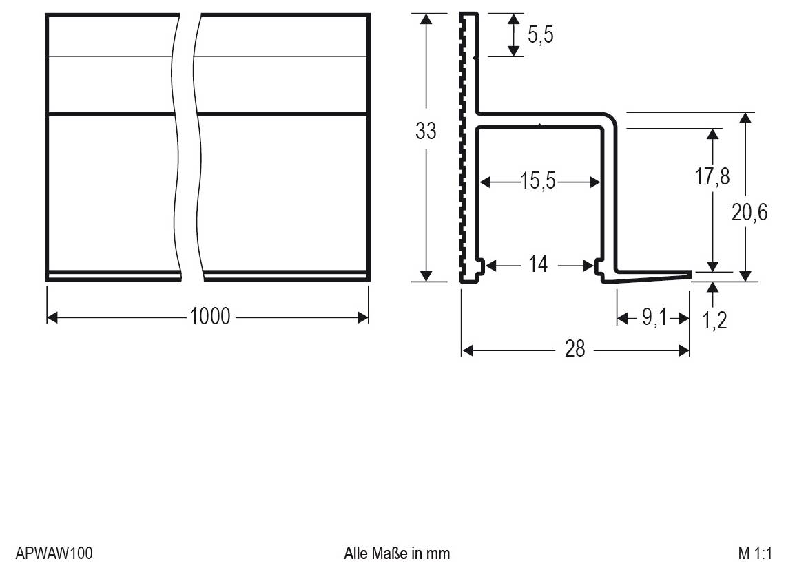 Technisches Maßstabdiagramm zum Vergleich von 'Teil 1' und 'Teil 2' rechteckigen Teilen mit Millimeterangaben und Lochmustern, das Größenunterschiede und Schnittansichten zeigt.