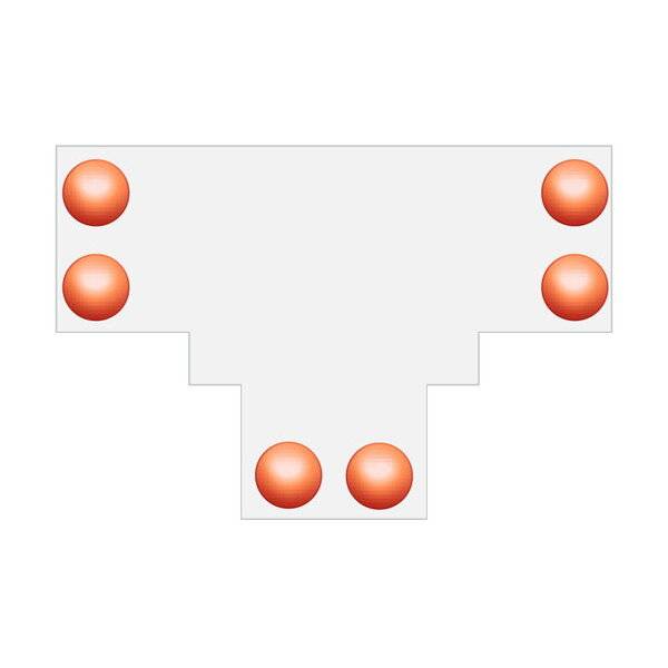 'Skatspielkarte: Pik Sieben' auf weißem Hintergrund. Die Karte zeigt das Pik-Symbol mit sieben roten Punkten darauf angeordnet.