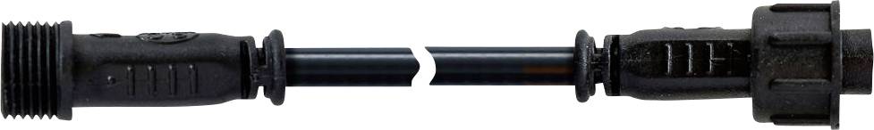 Nahaufnahme eines schwarzen Stromkabelsteckers mit freiliegenden abisolierten Drähten in der Mitte, die ein beschädigtes oder nicht angeschlossenes Kabel zeigen.