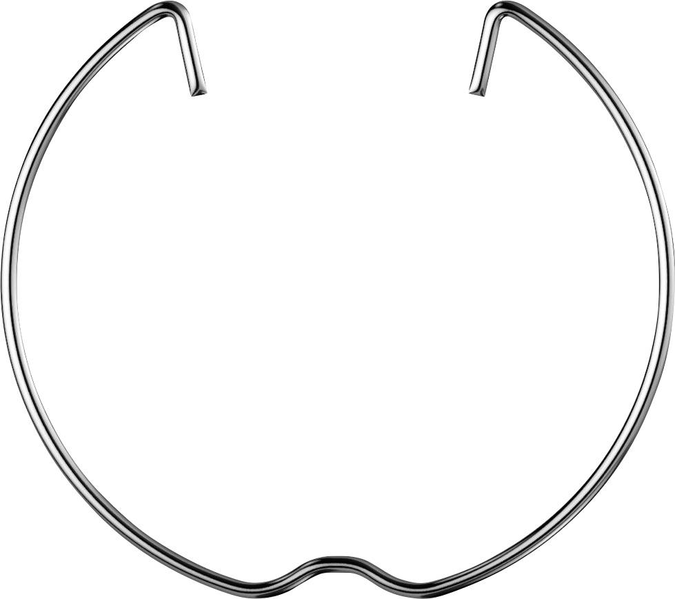 Ein silberner kreisförmiger aufgeteilter Schlüsselring mit offenen Enden, isoliert auf weißem Hintergrund dargestellt.