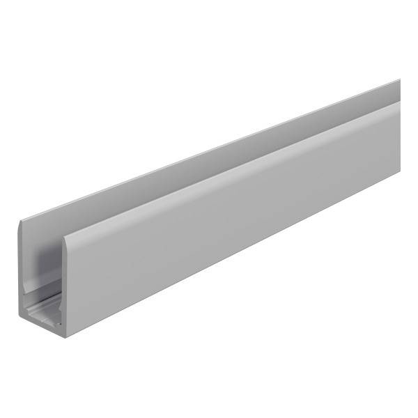 Graues Aluminium U-Profil, lang und schmal, für vielseitige Montageanwendungen geeignet.