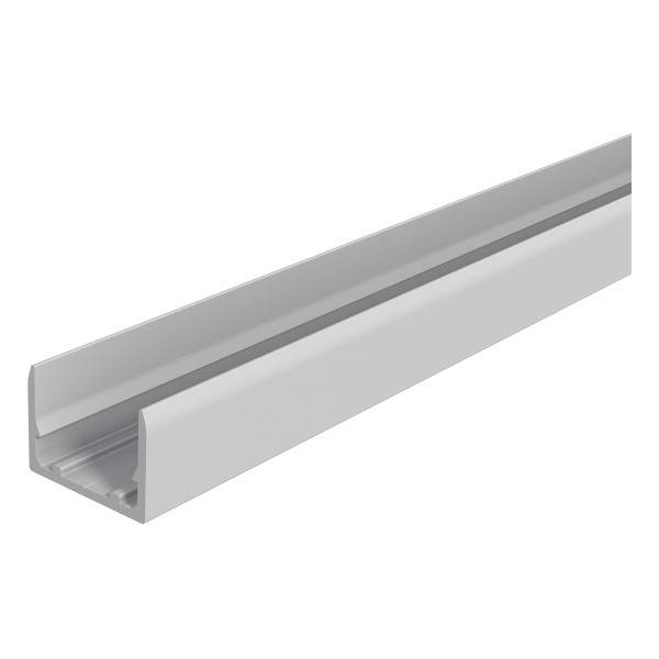 Aluminiumprofil in einer L-Form, silberfarben, ohne sichtbare Befestigungselemente oder Verzierungen, primär für Architekturanwendungen.