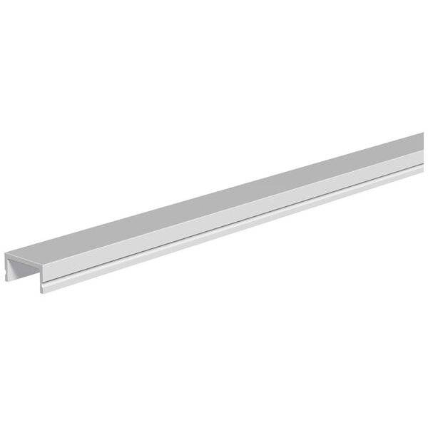 Metallisches U-Profil, silberfarben, horizontal ausgerichtet. Hauptsächlich für industrielle oder bauliche Anwendungen verwendet.