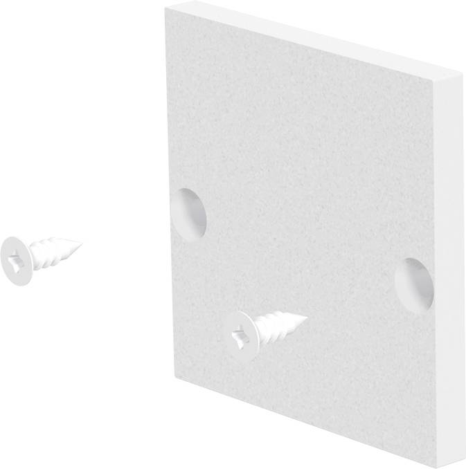 Drei weiße Kunststoff-Wanddübel, dargestellt mit einer weißen Montageplatte, die die Beschläge zur Befestigung von Befestigungselementen in Trockenbau oder Mauerwerk zeigt.