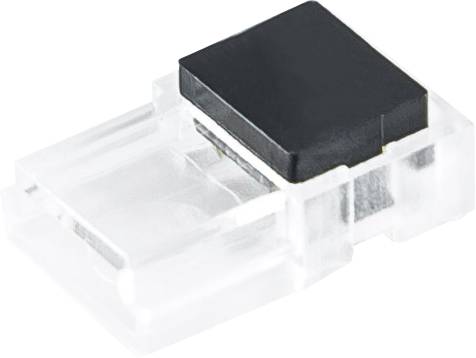 Ein USB-Dongle mit transparentem Plastikgehäuse und schwarzem Steckeraufsatz, kompakt und klein, auf weißem Hintergrund.