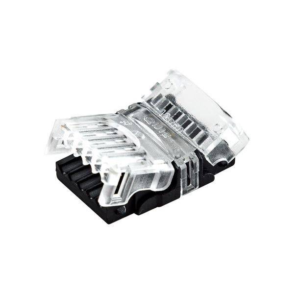 Ein durchsichtiger RJ45-Stecker, teilweise geöffnet, zur Verbindung von Netzwerkkabeln. Geeignet für Datenübertragungen über Ethernet.