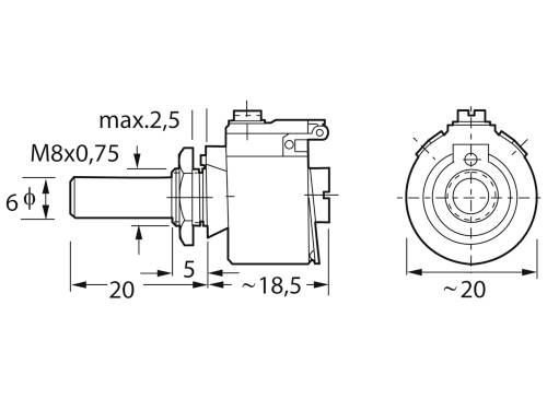 KRAH D 20/4W 10% 22R D 20/4W 10% 22R Draht-Potentiometer 4W 22Ω 1St.