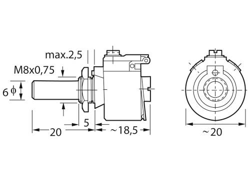 KRAH D 20/4W 10% 1K0 D 20/4W 10% 1K0 Draht-Potentiometer 4W 1kΩ 1St.