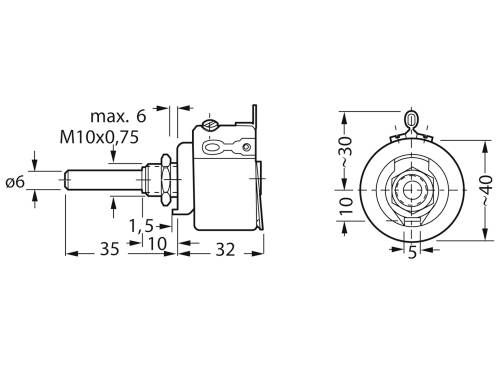 KRAH D 40/20W 10% 4K7 D 40/20W 10% 4K7 Draht-Potentiometer 20W 4.7kΩ 1St.