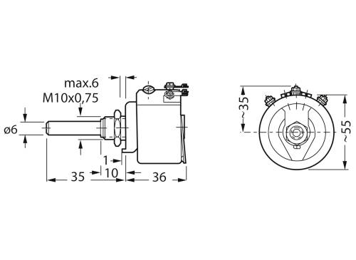 KRAH D 55/40W 10% 10K D 55/40W 10% 10K Draht-Potentiometer 40W 10kΩ 1St.
