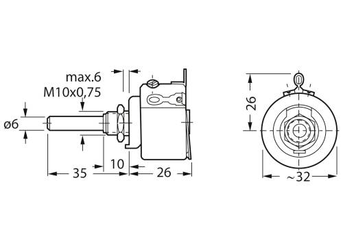 KRAH D 32/10W 10% 1K0 D 32/10W 10% 1K0 Draht-Potentiometer 10W 1kΩ 1St.