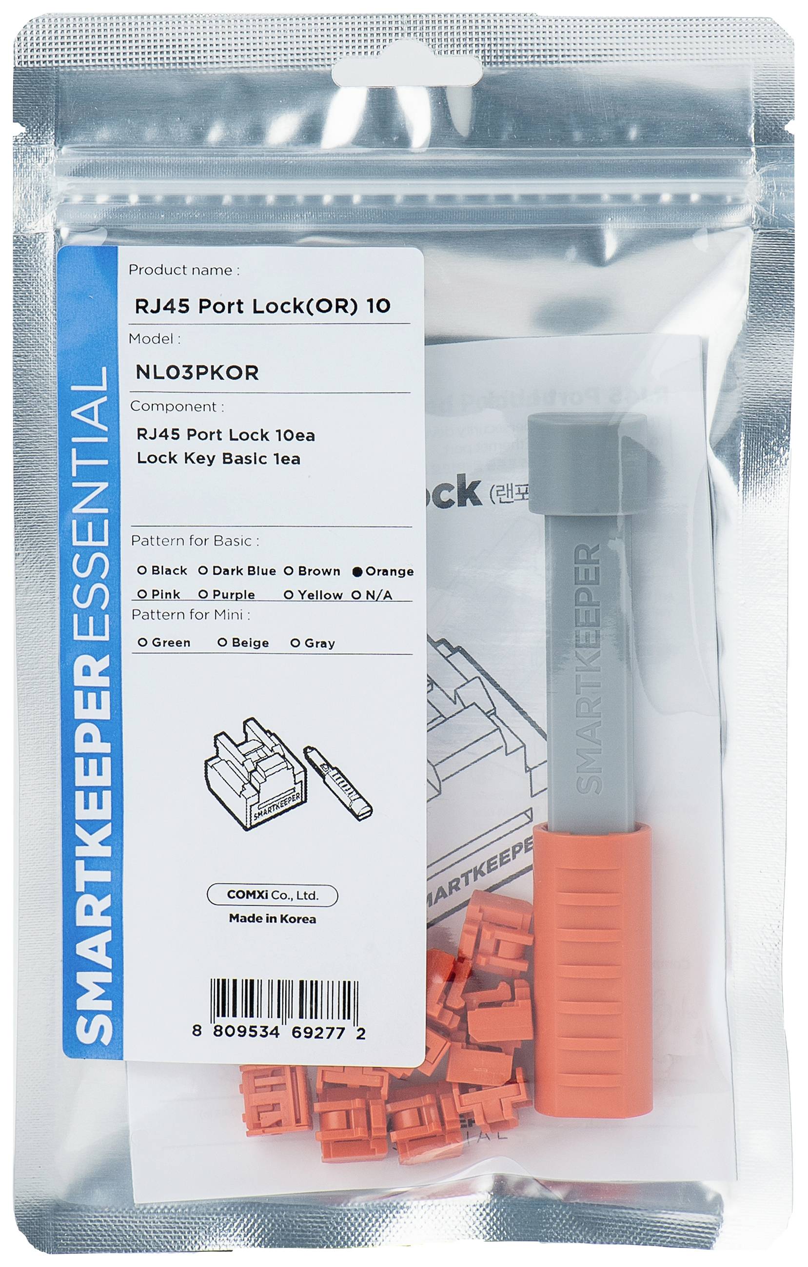 Smartkeeper RJ45 LAN Port Schloss NL03PKOR 10er Set Orange inkl. 1 Schlüssel NL03PKOR