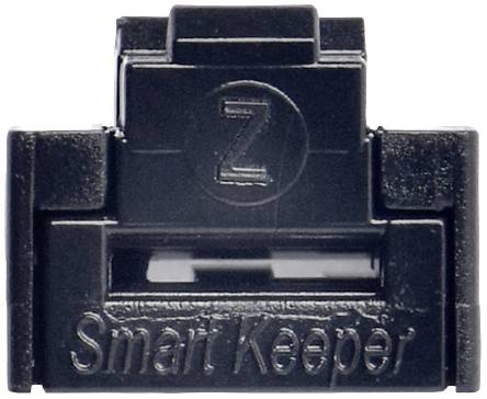 Schwarzes Plastikobjekt mit Aufschrift 'Smart Keeper' und einem Z-Symbol oben.