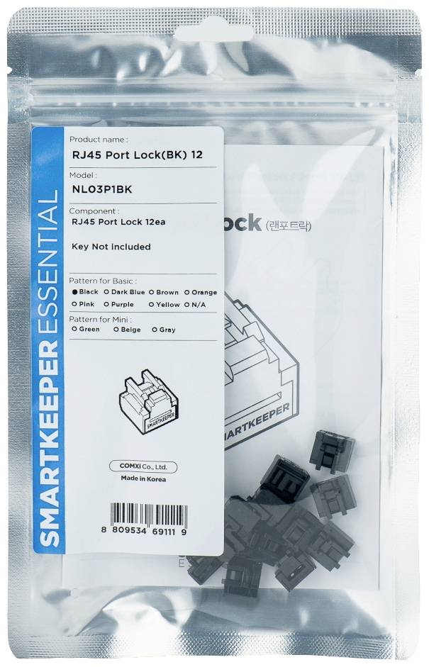 Plastiktüte mit RJ45-Port-Sperren, Modell NL031PIBK, 12 Stück, von SmartKeeper Essential. Der Schlüssel ist nicht enthalten.