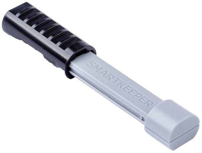 USB-Schutzschloss von Smartkeeper, schwarz-silber, zum Schutz gegen unbefugten Zugriff auf USB-Ports.