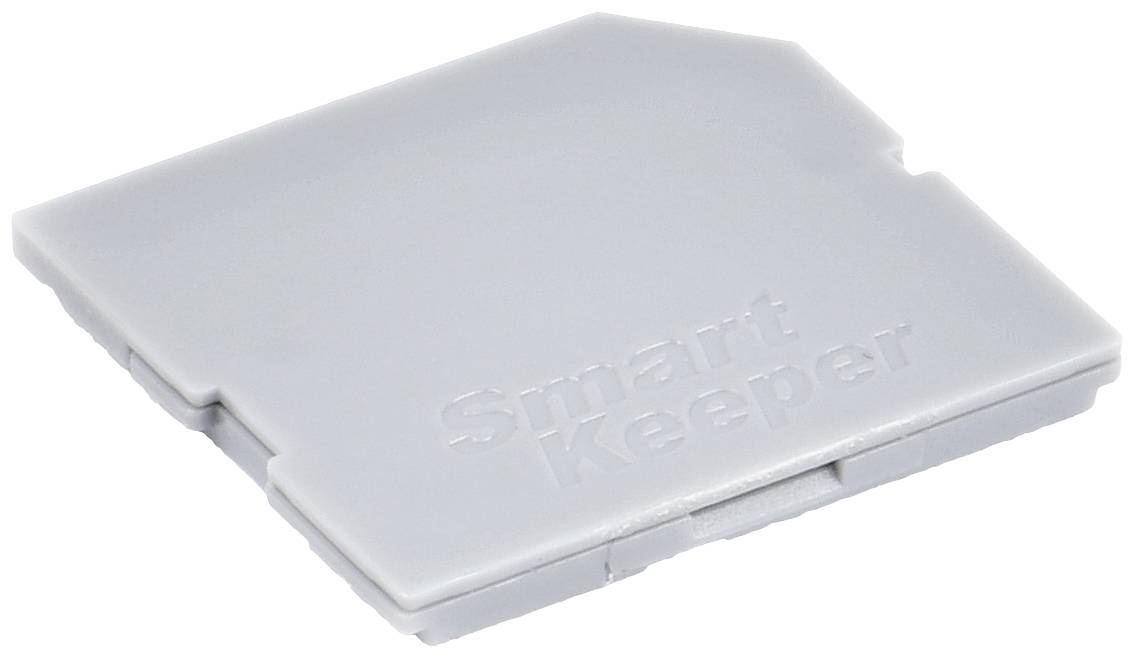 Eine graue Abdeckung mit der Aufschrift 'Smart Keeper', vermutlich zum Schutz oder zur Sicherung von Steckplätzen oder Anschlüssen.