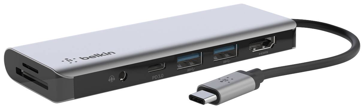 Belkin USB-C® Dockingstation AVC009btSGY Passend für Marke Dockingstations: Universal integrierter Kartenleser, USB-C® Power Delivery