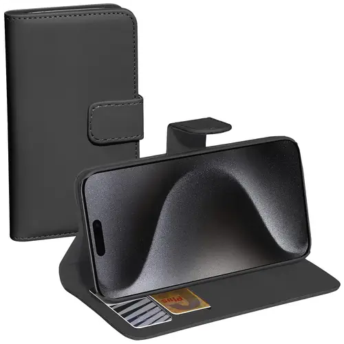 PEDEA Book Cover Classic für iPhone 15 Pro, schwarz PEDEA Book Cover Classic für iPhone 15 Pro, schwarz