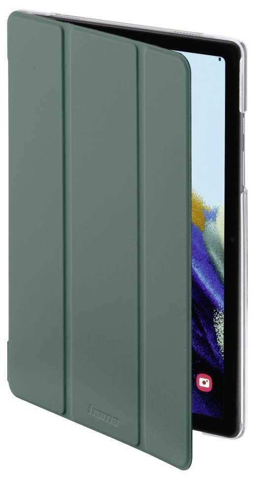 Eine grüne Tablet-Schutzhülle mit aufklappbarem Design, das eine teilweise Sicht auf das Tablet-Display ermöglicht.