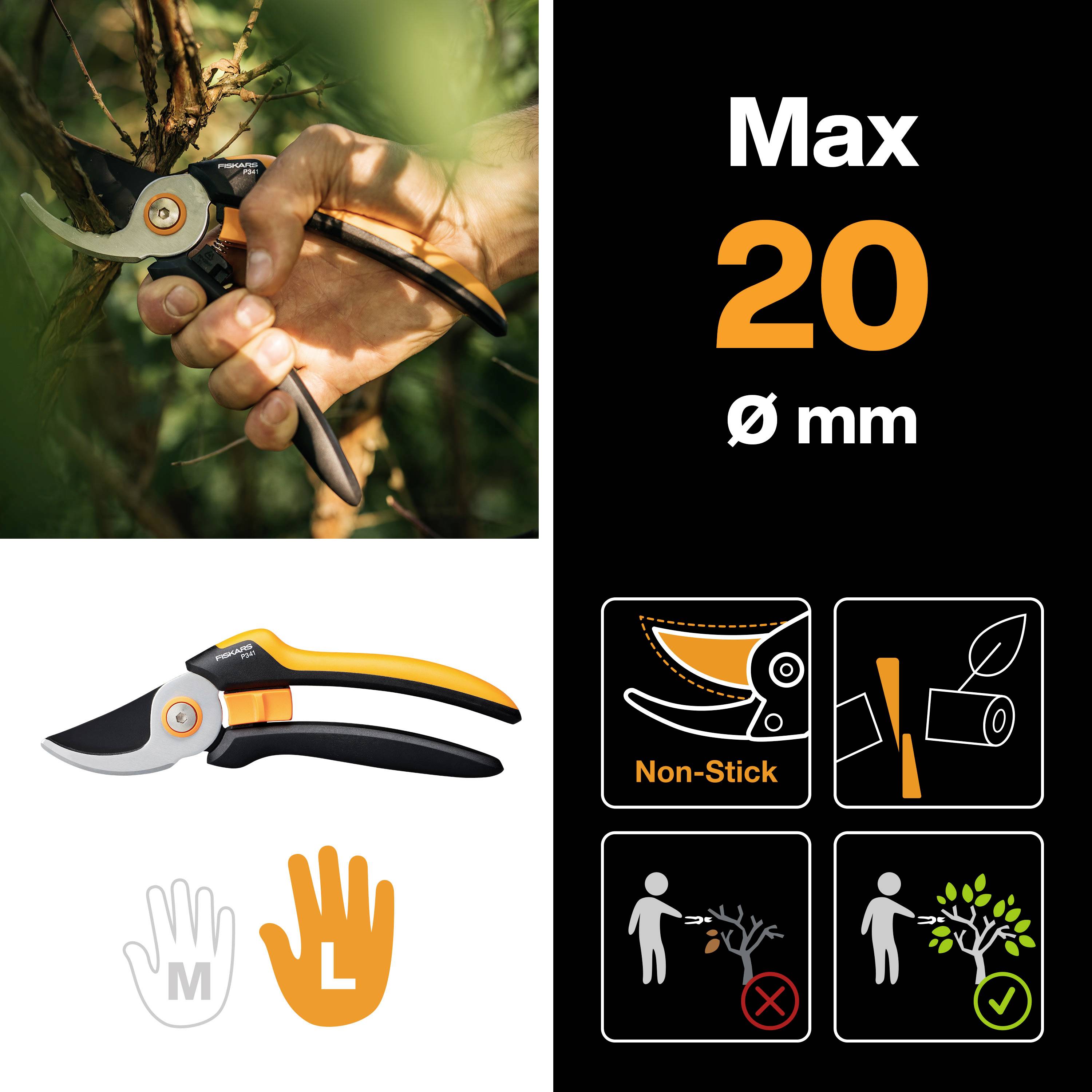 Fiskars 1057164 Solid™ P341 Gartenschere 205 mm