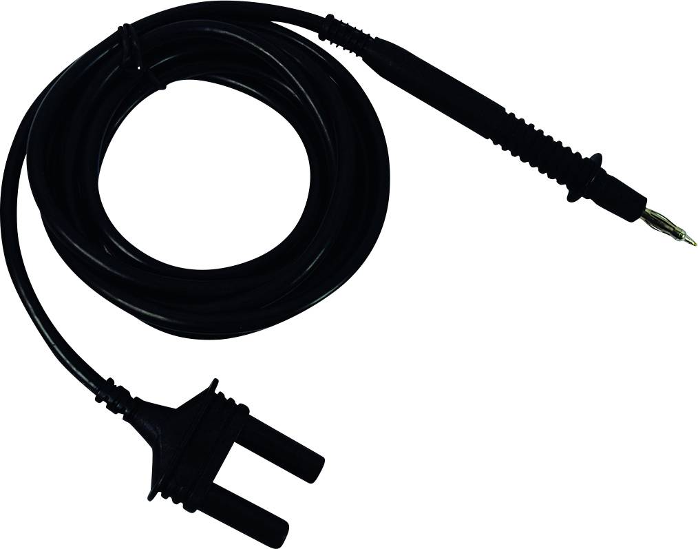 Schwarzes Messgerät-Kabel mit zwei Steckverbindern und isoliertem Griff.