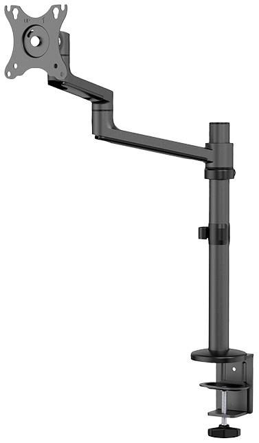Höhenverstellbarer Monitorarm aus Metall mit Klemmbefestigung. Eignet sich zur flexiblen Positionierung eines Computerbildschirms.