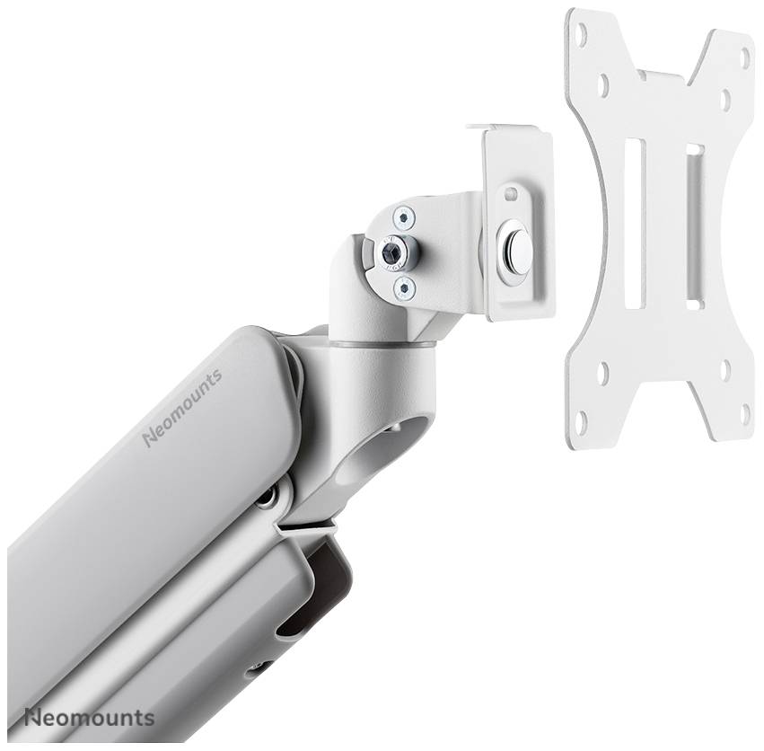 Monitorhalterung mit verstellbarem Arm und VESA-Montageplatte. Geeignet für flexible Bildschirmpositionierung.