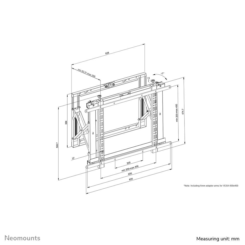 Neomounts WL95-800BL1 TV-Wandhalterung Ausziehbar 106,7cm (42") - 177,8cm (70") Ausziehbar