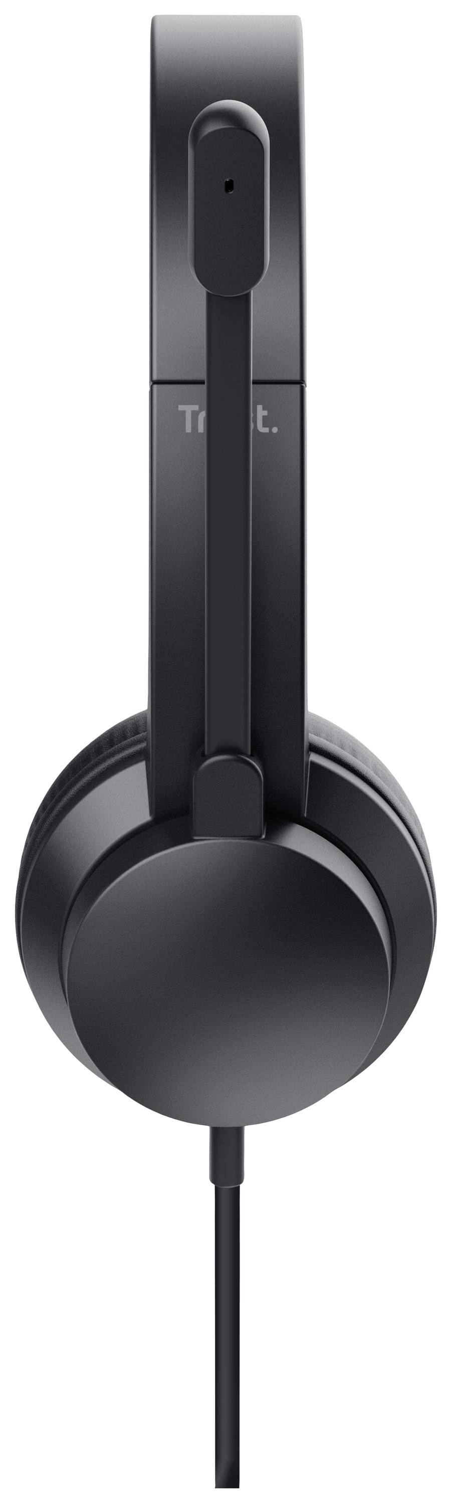 Trust Ayda On Ear Headset kabelgebunden Stereo Schwarz Headset, Lautstärkeregelung, Mikrofon-Stummschaltung Computer