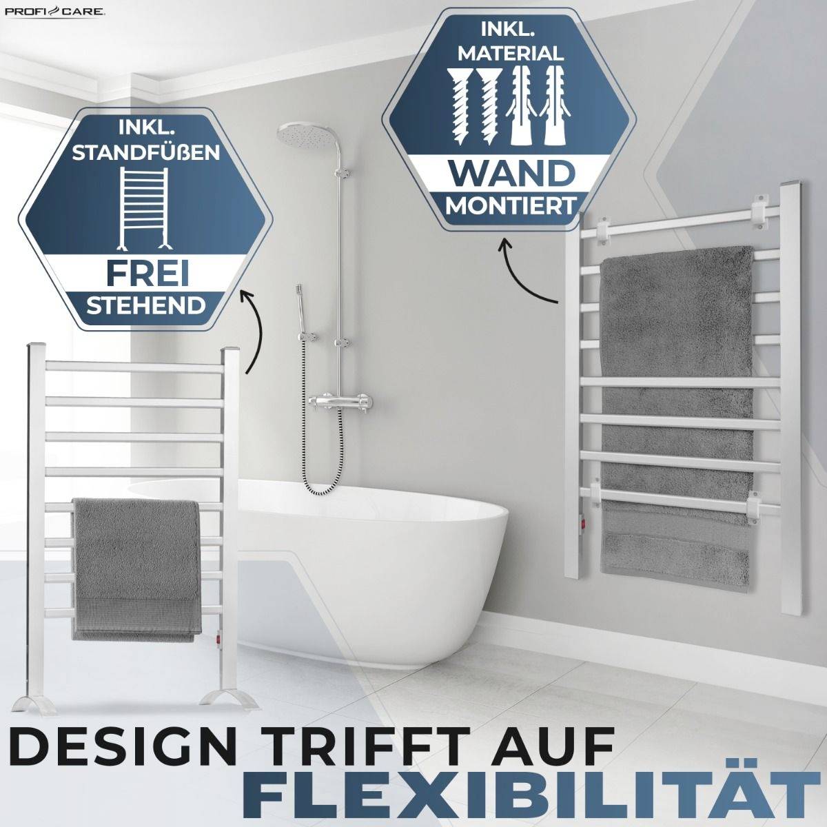 Profi-Care PC-EHW 3115 Handtuchhalter Stand, Wand Aluminium