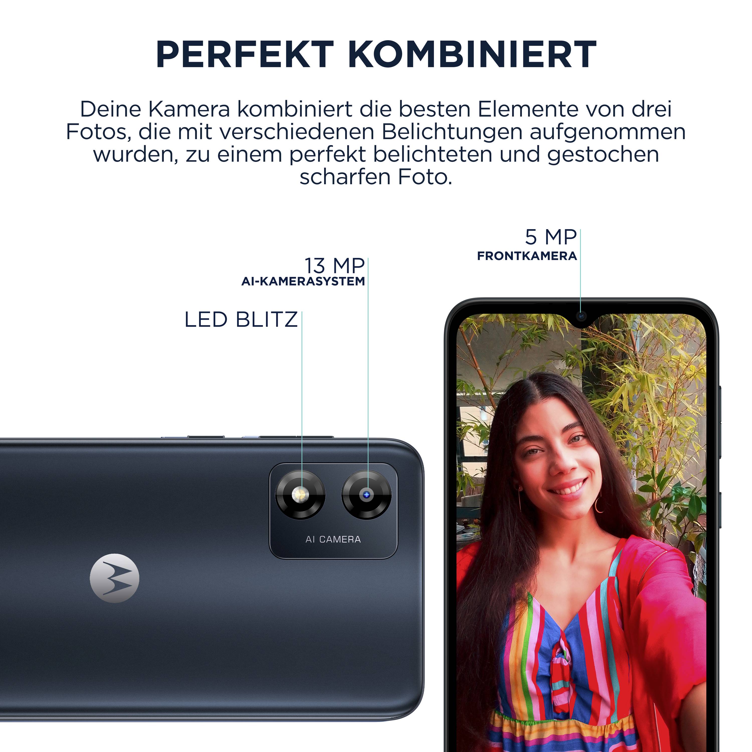 Motorola E13, 128GB + 8GB Smartphone 128GB 16.6cm (6.52 Zoll) Schwarz Android™ 13 Dual-SIM