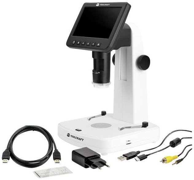 TOOLCRAFT TO-9076404 12.7cm (5-Zoll) LCD-Digitalmikroskop mit Polarisator 300 x Auflicht, Durchlicht
