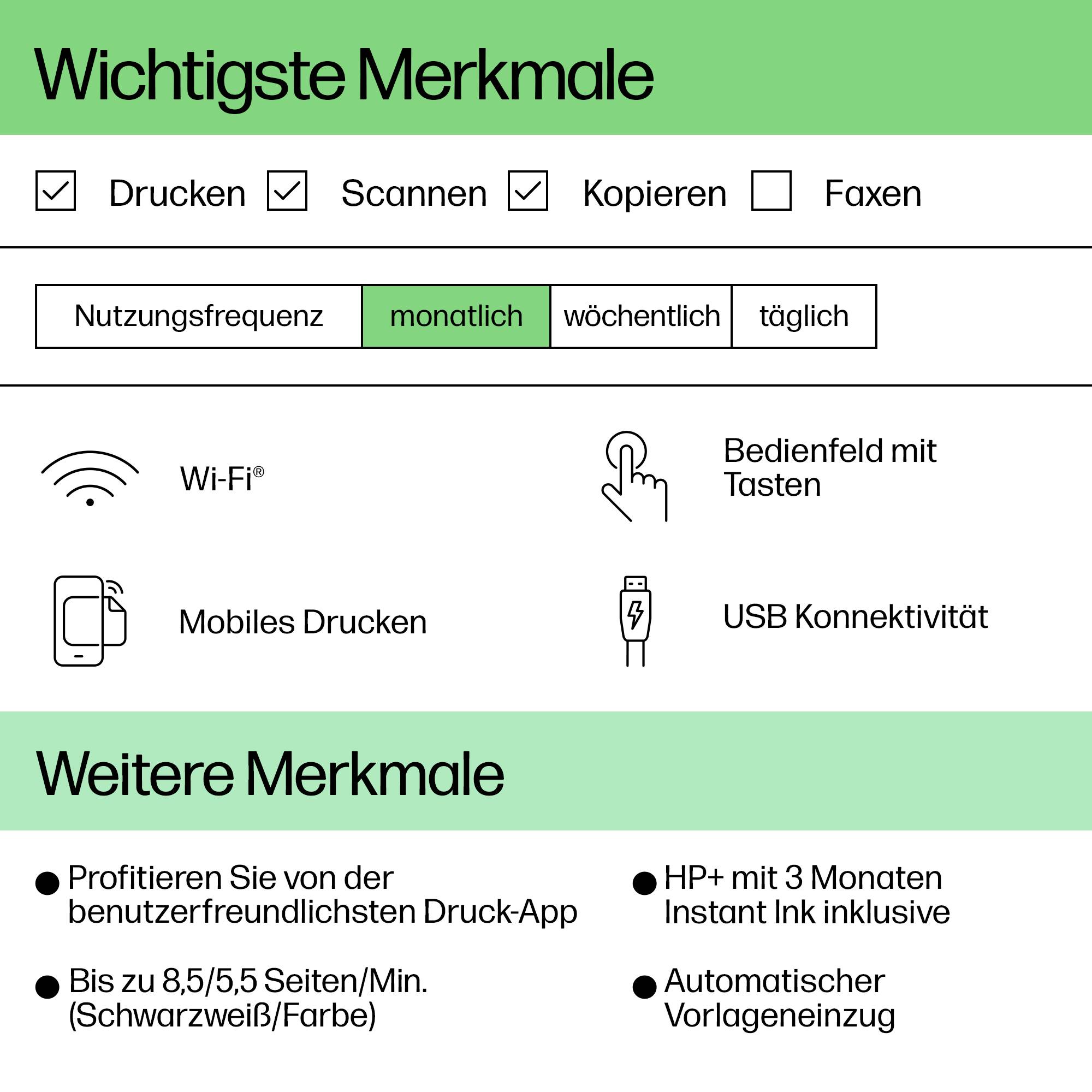HP DeskJet 4220 e Multifunktionsdrucker Tintenstrahl Farbe A4 Drucker, Scanner, Kopierer ADF, Bluetooth®, USB, WLAN, Instant Ink