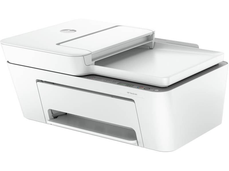Ein moderner, weißer Multifunktionsdrucker mit Scanner und Ablagefläche. Ideal für Büroarbeiten und Dokumentenverwaltung.