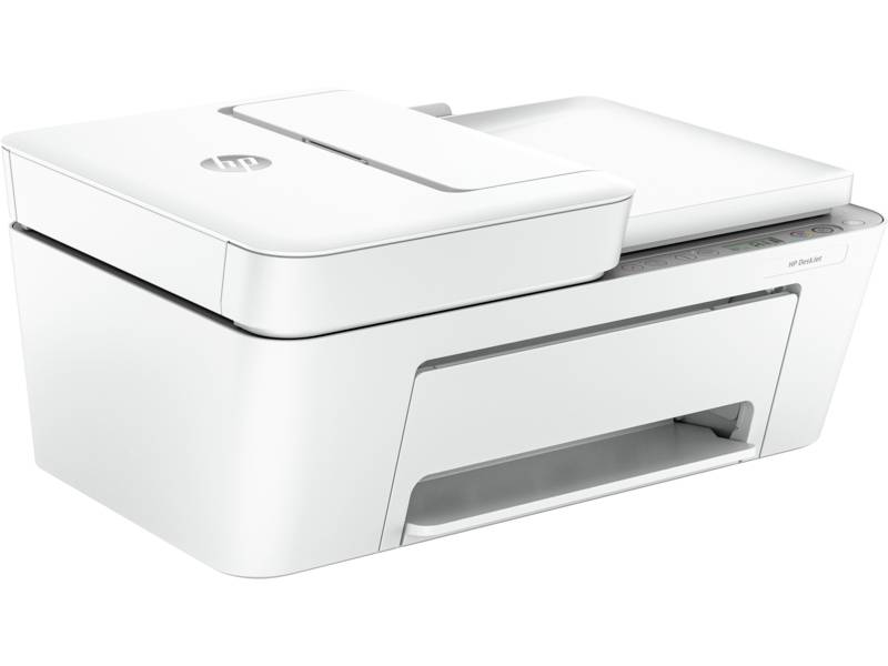 Ein weißer Multifunktionsdrucker mit Papierzufuhr oben und Bedienfeld an der Seite. Ideal für Heim- und Büroanwendungen.
