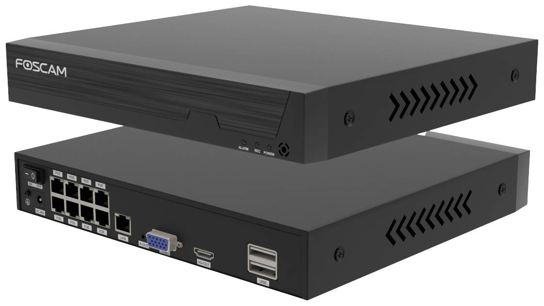 Foscam FN9108E-B4-2T LAN IP-Überwachungskamera-Set 8-Kanal mit 4 Kameras 3072 x 1728 Pixel