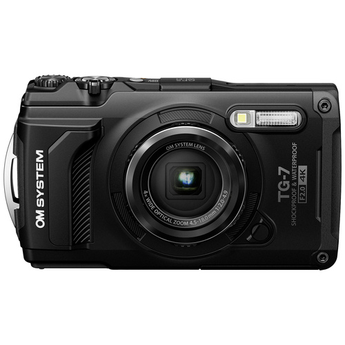 OM System TG-7 black Digitalkamera 12 Megapixel Schwarz Stoßfest, Wasserdicht, 4K-Video