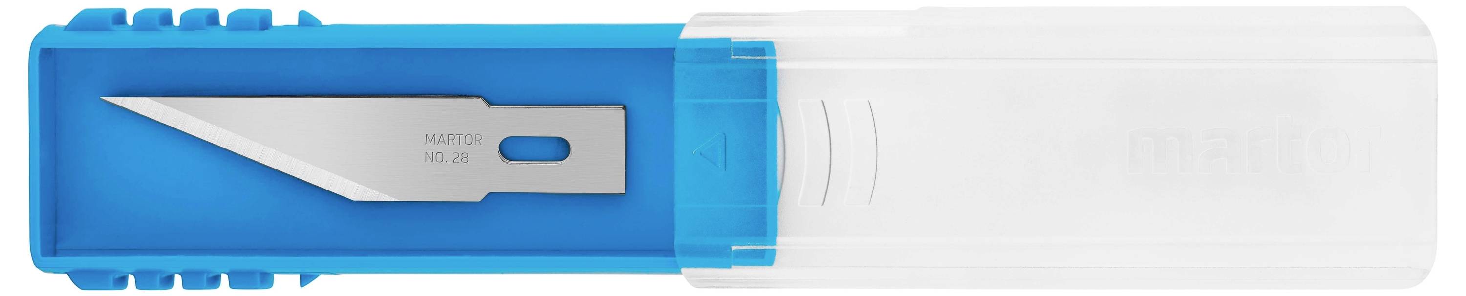 'Rasiermesser' in blauem Kunststoffgehäuse mit durchsichtigem Deckel.